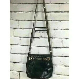 Brahmin Women's Black/Brown Crossbody Purse Gold Hardware Vintage